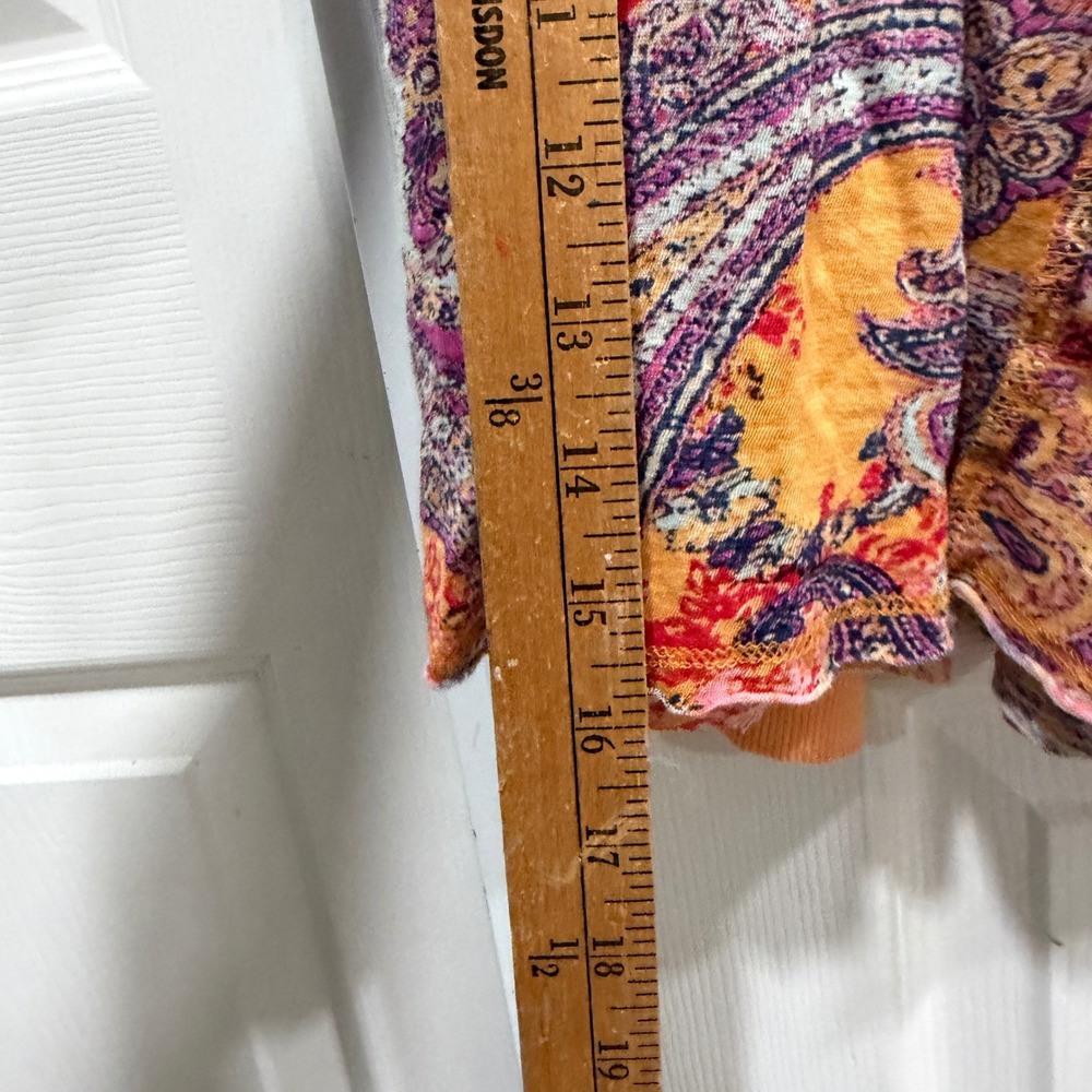 Free People Paisley Print Long Sleeve Peplum Top Orange Pink Multi Color Relaxed - Picture 6 of 6